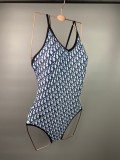 adult women's one-piece swimsuit black white DR29