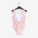 adult women's one-piece swimsuit pink DR36