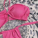 Women's split swimsuit bikini pink PH13
