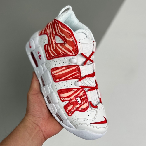 adult Air More Uptempo white Varsity Red Outline