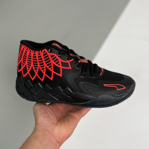 adult LaMelo Ball MB.01 Black Red Blast