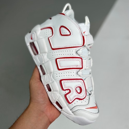 adult Air More Uptempo White Varsity Red Outline Max quality (2021)（1：1）