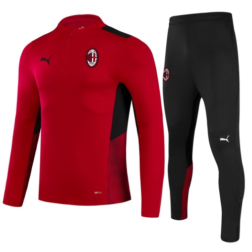 Puma adult AC milan 2021-2022 Mens Soccer Jersey Quick Dry Casual long Sleeve trousers suit red