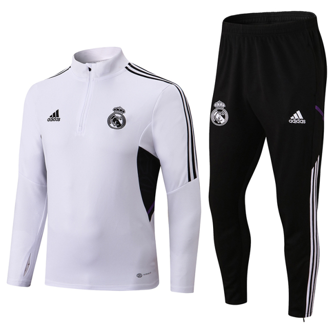 adult Real Madrid CF 2022-2023 Mens Soccer Jersey Quick Dry Casual long Sleeve trousers suit white