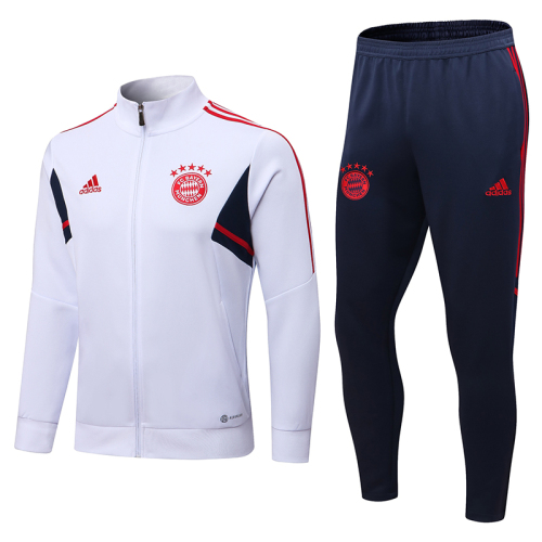 Adidas adult Fußball-Club Bayern München 2022-2023 Mens Soccer Jersey Quick Dry Casual jacket set white