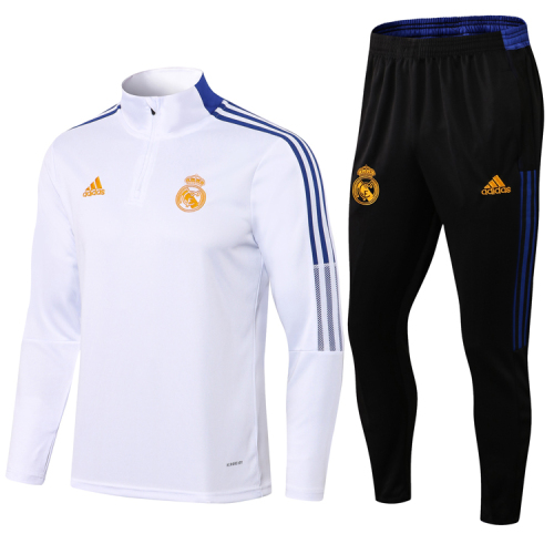 Adidas adult Real Madrid CF 2021-2022 Mens Soccer Jersey Quick Dry Casual long Sleeve trousers suit white