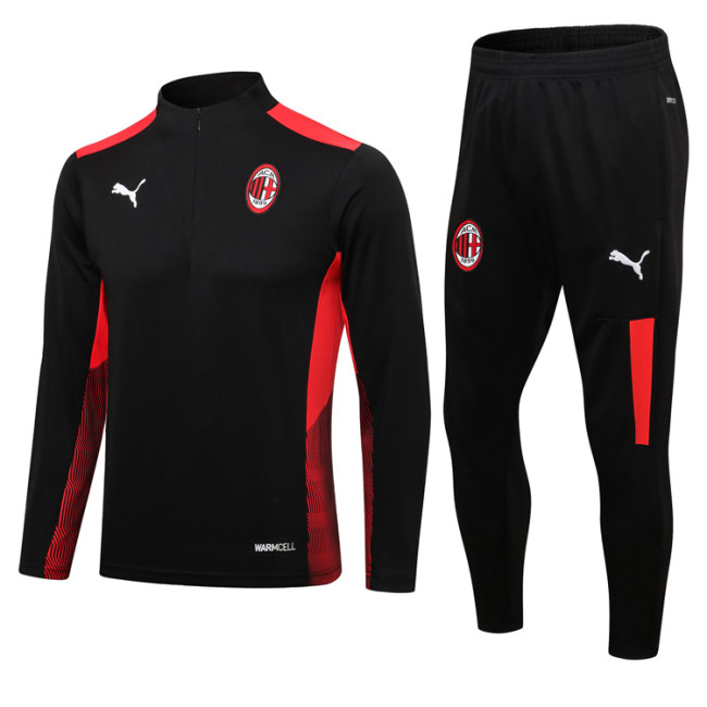 adult AC milan 2021-2022 Mens Soccer Jersey Quick Dry Casual long Sleeve trousers suit black