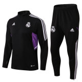 adult Real Madrid CF 2022-2023 Mens Soccer Jersey Quick Dry Casual long Sleeve trousers suit black