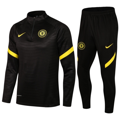 Nike adult Chelsea F.C. 2021-2022 Mens Soccer Jersey Quick Dry Casual long Sleeve trousers suit black