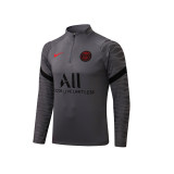 adult Paris Saint-Germain F.C. 2021-2022 Mens Soccer Jersey Quick Dry Casual long Sleeve trousers suit grey