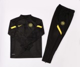 adult Chelsea F.C. 2021-2022 Mens Soccer Jersey Quick Dry Casual long Sleeve trousers suit black