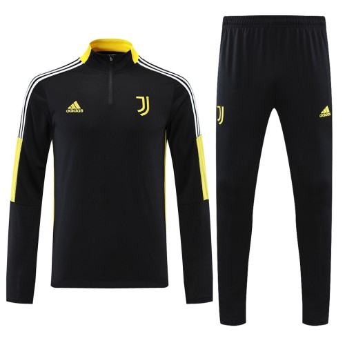 adult Juventus A Mens Soccer Jersey Quick Dry Casual long Sleeve trousers suit black