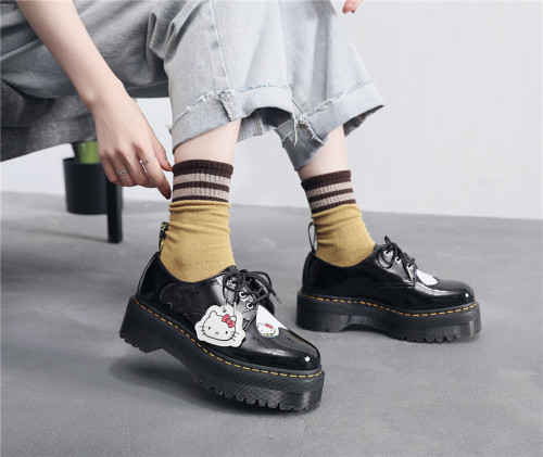 Dr.martens X Hello Kitty smooth leather platform shoes black
