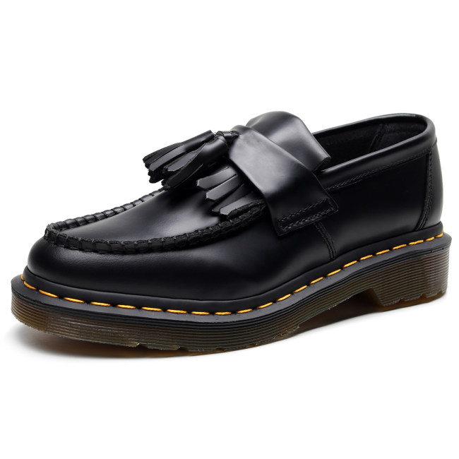 Adrian smooth leather tassle loafers black