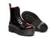 Jadon smooth leather lace up boots black red