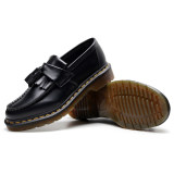 Adrian smooth leather tassle loafers black