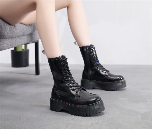 Jadon smooth leather lace up boots black