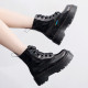 Molly smooth leather platform boots black