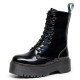Jadon smooth leather lace up boots black