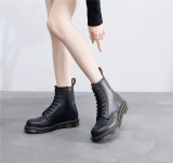 1460 Nappa smooth leather lace up boots black