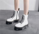 Jadon smooth leather platform boots white