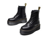 Jadon smooth leather lace up platform boots black