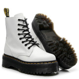Jadon smooth leather platform boots white