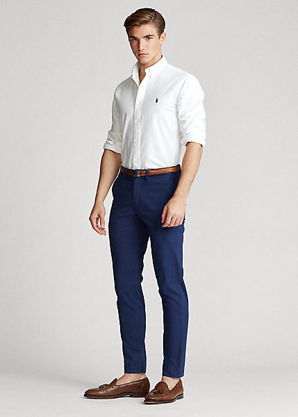 adult Men's Regular-Fit Long-Sleeve mens casual polo thickened oxford shirt Multicolor H906