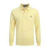 adult mens long sleeve lapel polo shirt