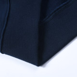 adult mens Long Sleeve Hooded plush sweater dark blue 808