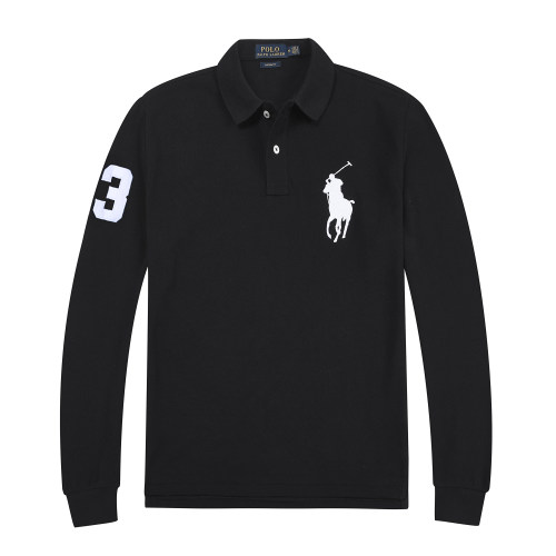 adult mens long sleeve lapel polo shirt 305