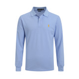 adult mens long sleeve lapel polo shirt