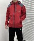adult Men's Outdoor Waterproof Soft Shell Hooded Sherpa Lined Windbreaker Jacket red