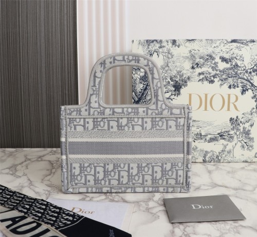 Dior Book Tote Oblique Embroidery Gray 22.5248cm