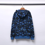 Classic camouflage print cotton fleece hooded sweatshirt blue YC7319