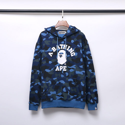 Classic camouflage print cotton fleece hooded sweatshirt blue YC7319