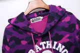 Classic camouflage print cotton fleece hooded sweatshirt purple YC7319