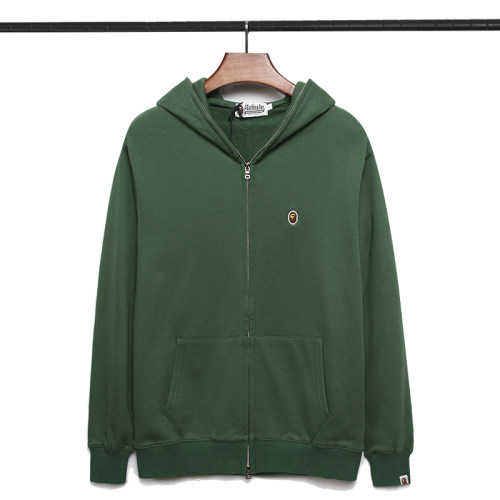 adult mens Zip cotton sweater coat dark green YC7321