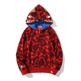 Color Camo Tiger Shark Wide Full Zip Double Hoodie red (SS22) HDCP6776