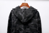 Classic camouflage print cotton fleece hooded sweatshirt black grey YC7319