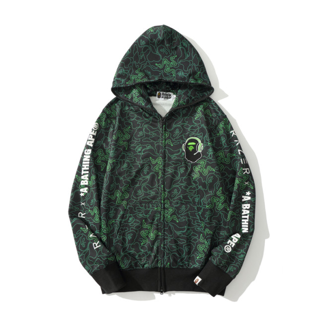 x Razer A Bathing Ape Neon Camo Full Zip Hoodie green HDCP6750