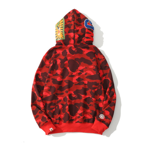 Color Camo Shark Wide Full Zip Double Hoodie red HDCP6696