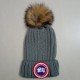 women's Ribbed Knit Cap Fur Pom Cuffed Beanie Winter Soft Warm 02