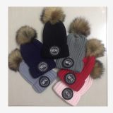 women's Ribbed Knit Cap Fur Pom Cuffed Beanie Winter Soft Warm 03