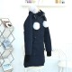 Original Stirling thickened warm mid-length women's Parka Fur down jacket dark blue 01