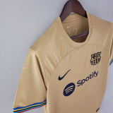 adult FC Barcelona away 2022-2023 Mens Soccer Jersey Casual Short Sleeve T-Shirt khaki