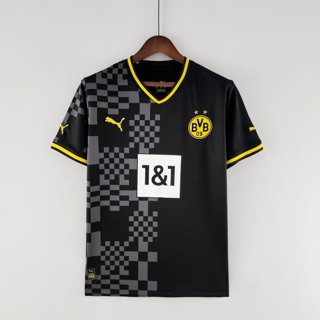 adult Borussia Dortmund away 2022-2023 Mens Soccer Jersey Casual Short Sleeve T-Shirt black