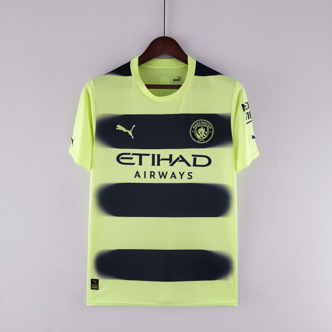 Puma adult Manchester City F.C. third away 2022-2023 Mens Soccer Jersey Casual Short Sleeve T-Shirt black green