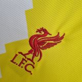 adult Liverpool F.C. 2022-2023 Mens Soccer Jersey Casual Short Sleeve T-Shirt red beige yellow