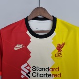 adult Liverpool F.C. 2022-2023 Mens Soccer Jersey Casual Short Sleeve T-Shirt red beige yellow